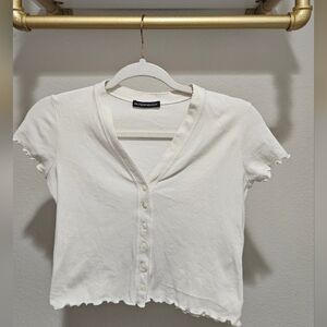 Brandy Melville White Buttoned Crop Top